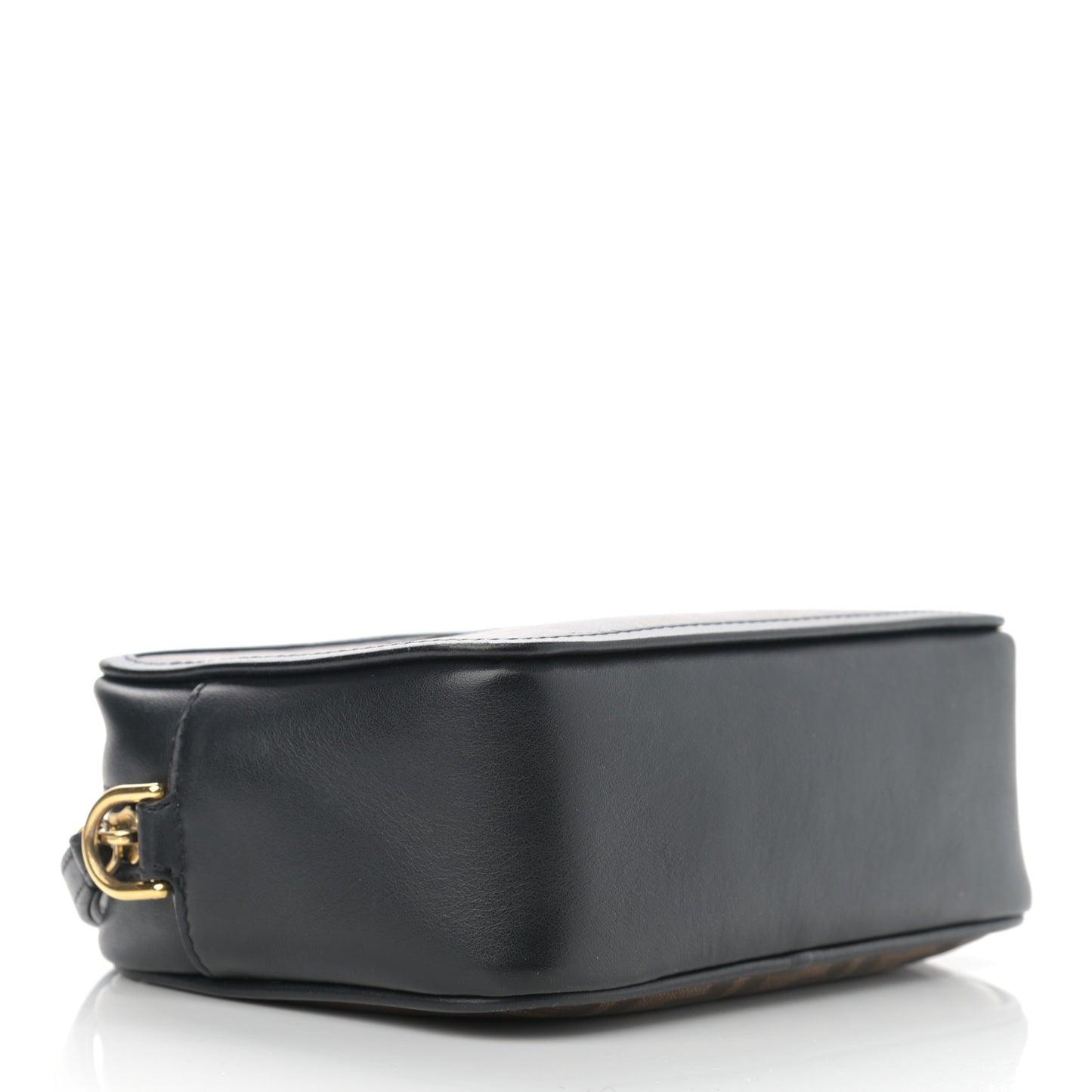 Glazed Fabric Vitello Century FF 1974 Stamp Patch Mini Camera Case Mogano Panna Black