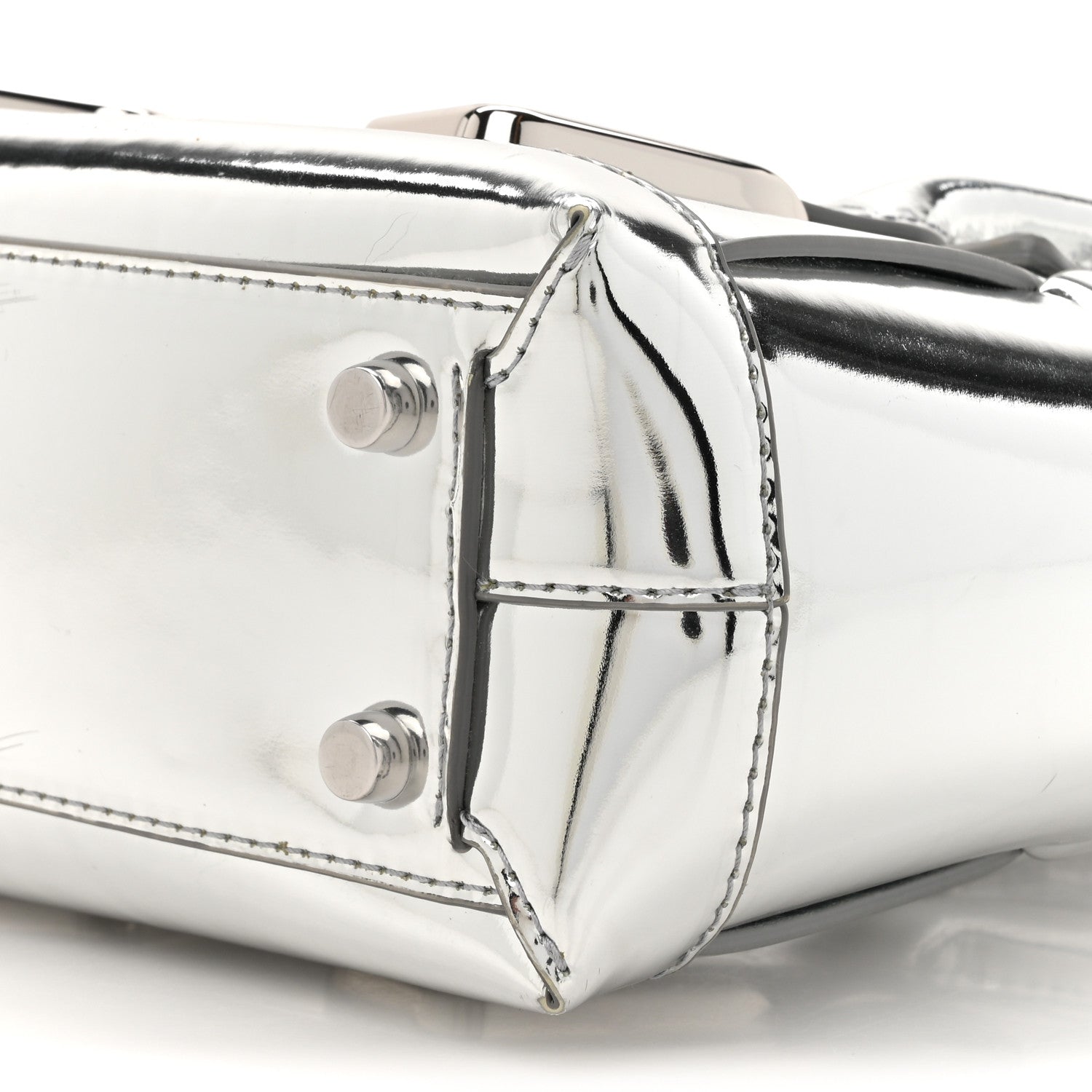 Bottega Veneta Mirror Laminated Nappa Maxi Intrecciato Mini Arco  Silver 8 of 12