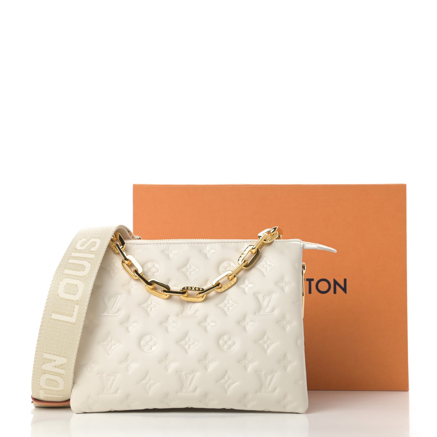 Louis Vuitton Lambskin Embossed Monogram Coussin PM Beige Cream 12 of 12