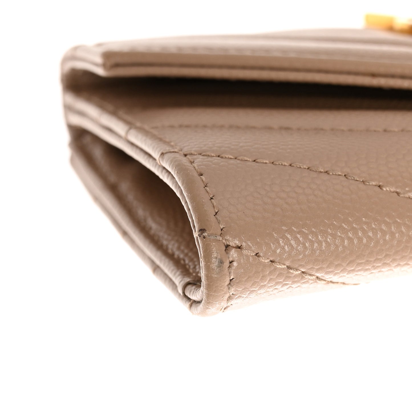Grain De Poudre Matelasse Chevron Small Monogram Envelope Wallet Dark Beige