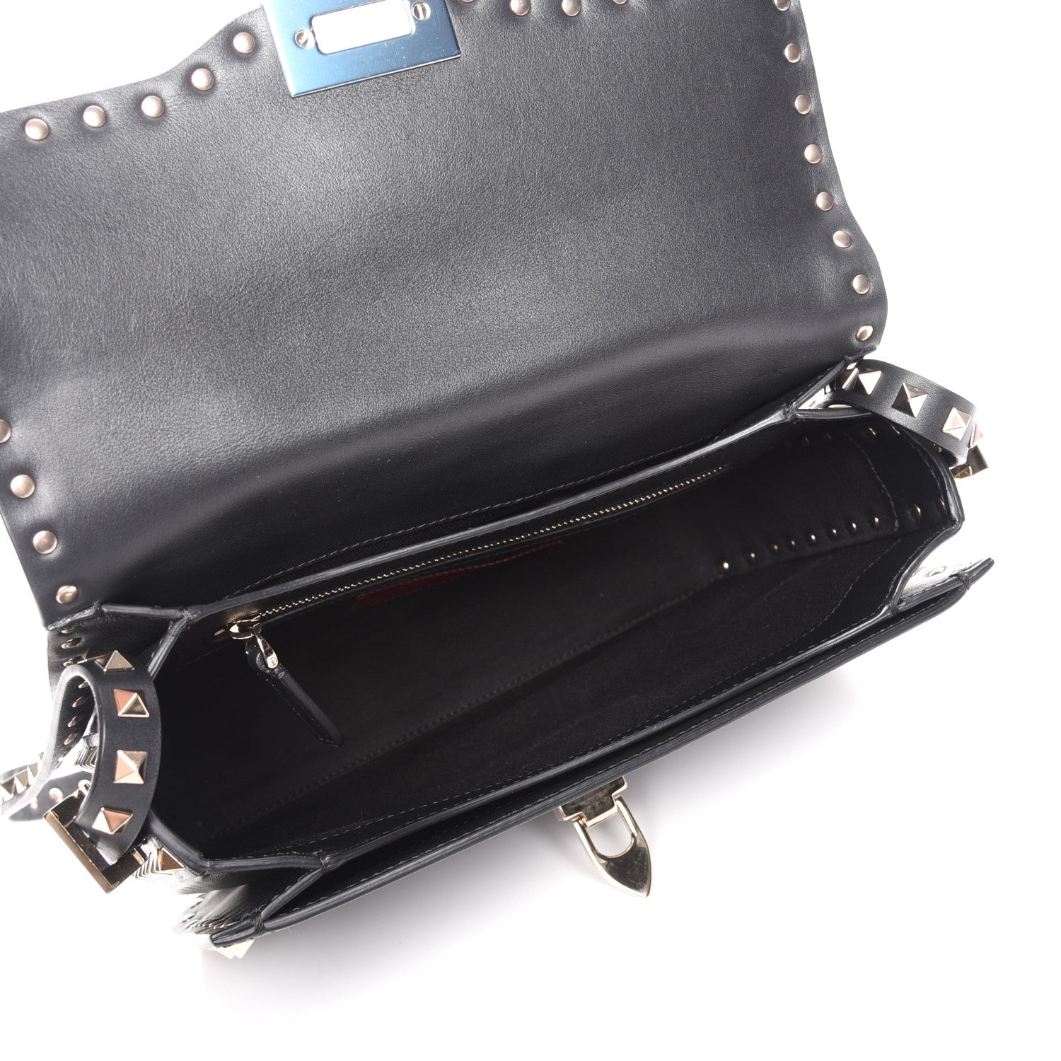 Valentino Garavani Vitello Medium Rockstud Flap Saddle Bag Black 5 of 7