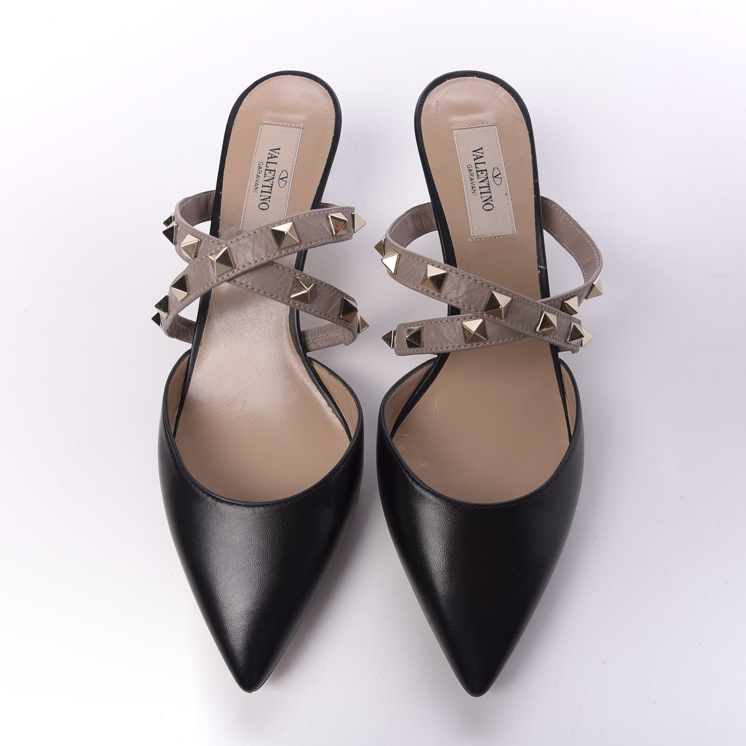 Valentino Garavani Nappa Rockstud Criss Cross 55mm Mules 38 Black Poudre 5 of 10