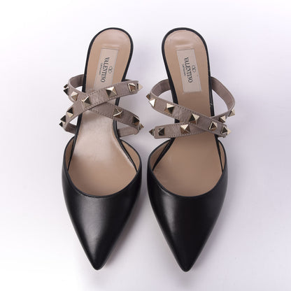 Valentino Garavani Nappa Rockstud Criss Cross 55mm Mules 38 Black Poudre 5 of 10