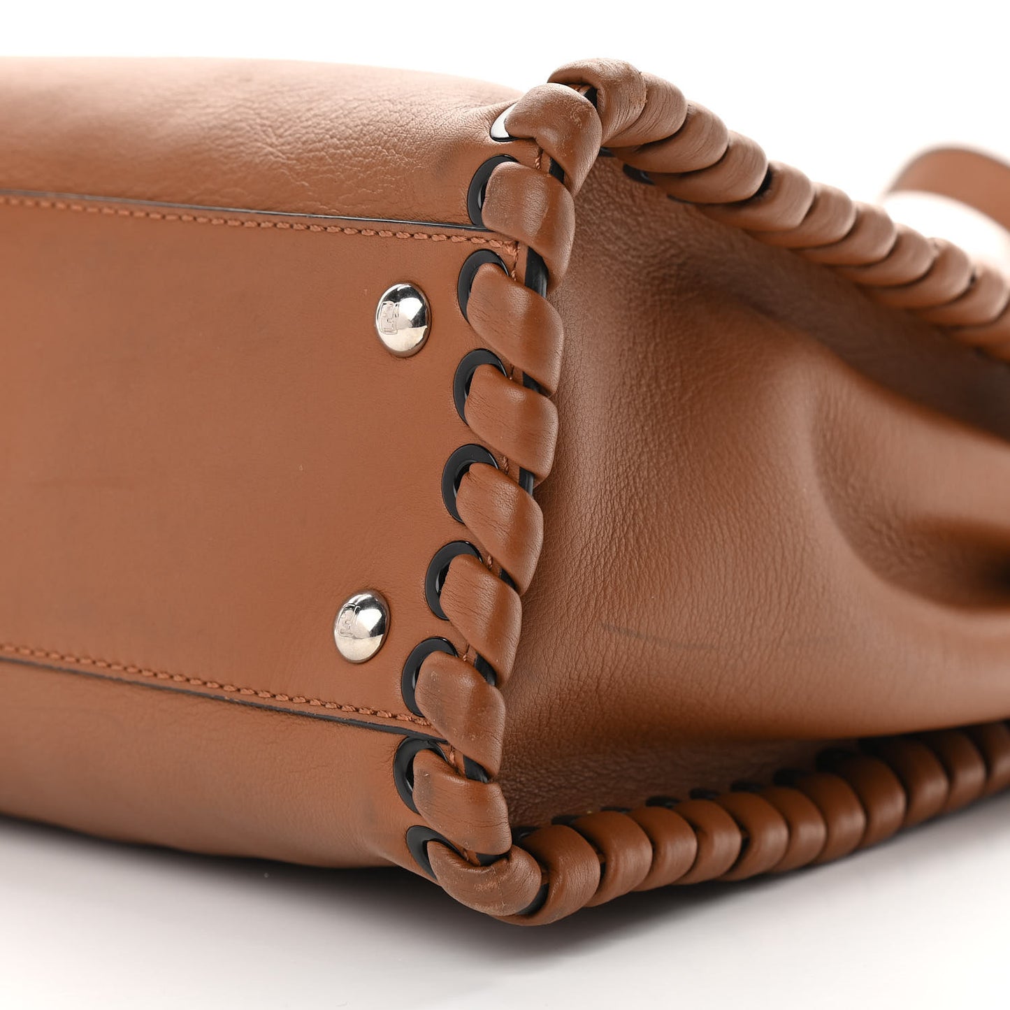 Calfskin Lace Up Medium Peekaboo Iconic Satchel Cognac