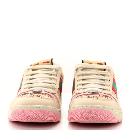 Gucci Calfskin GG Supreme Crystals Web Screener Sneakers 38 Beige Ebony Wild Rose 2 of 15