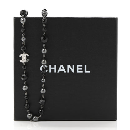 Chanel Ruthenium Pearl Beaded CC Long Necklace Black 6 of 6