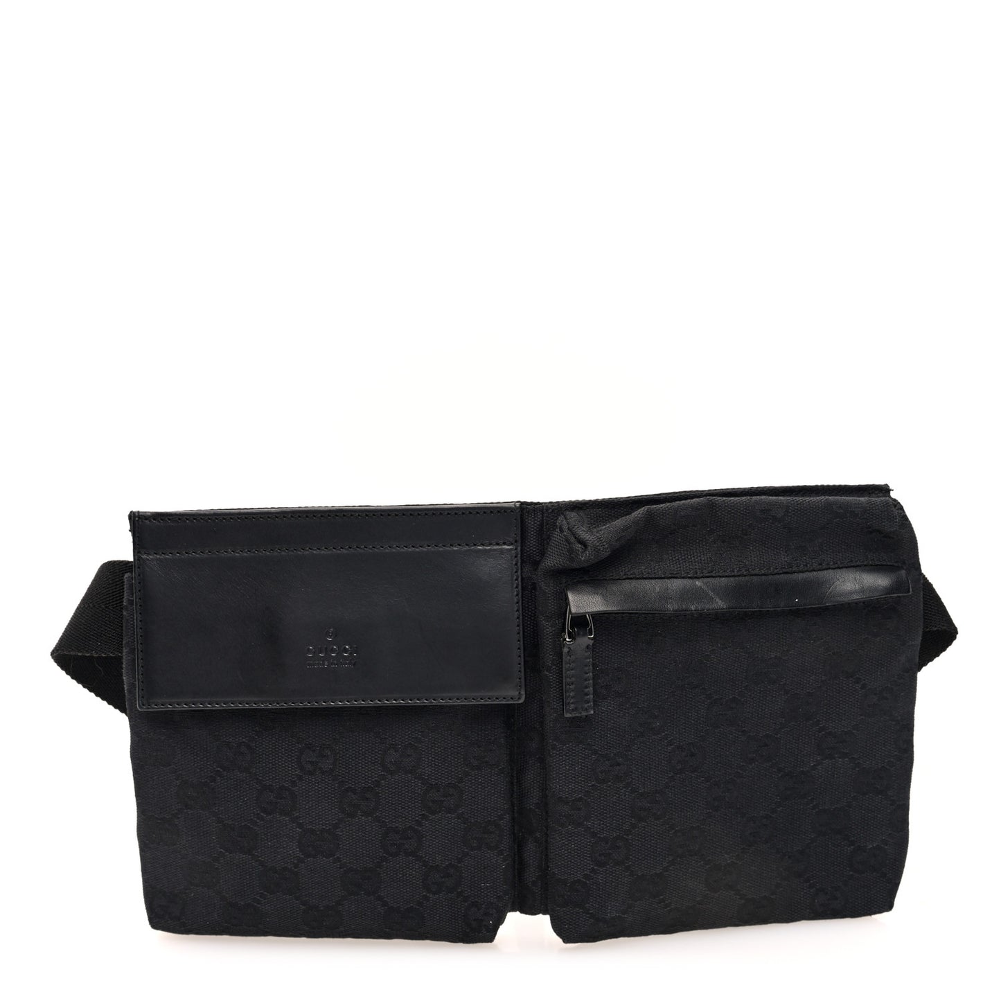 GG Monogram Double Pocket Belt Bag Black