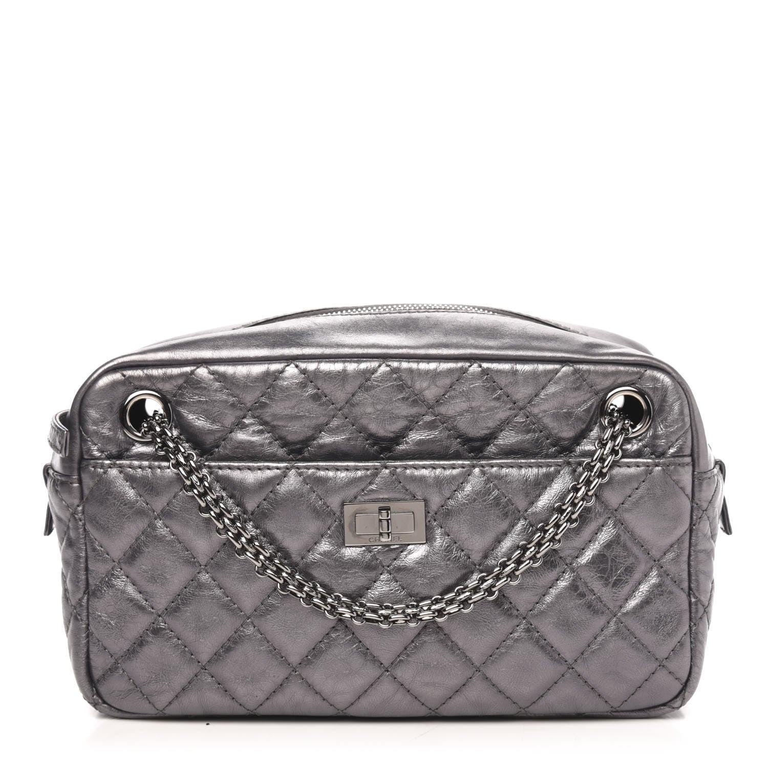 Chanel Metallic Aged Calfskin Quilted Medium Reissue Camera Case Dark Silver 1 of 9