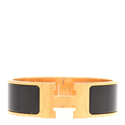 Hermes Enamel Wide Clic Clac H Bracelet PM Black 1 of 8