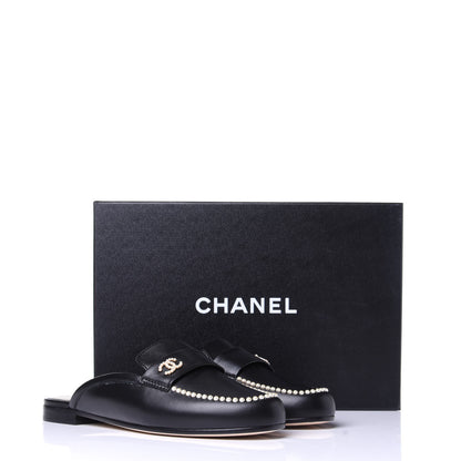 Chanel Calfskin Pearl CC Mules 37 Black 11 of 11