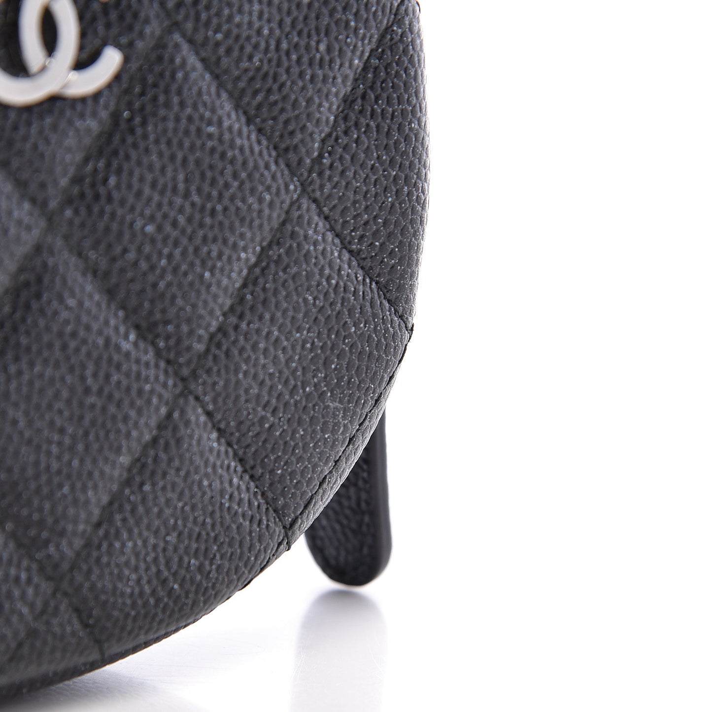 Iridescent Caviar Quilted Zip Around Classic Coin Purse Black