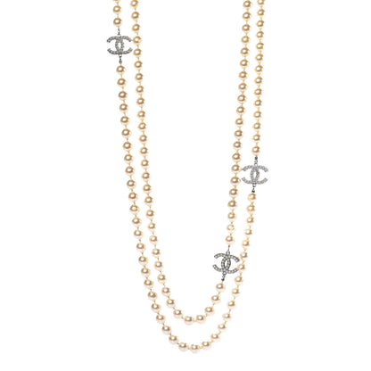 Chanel Pearl CC Long Necklace Light Gold 1 of 7