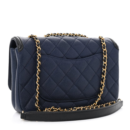 Chanel Caviar Quilted Small CC Filigree Flap Navy Black 3 of 10
