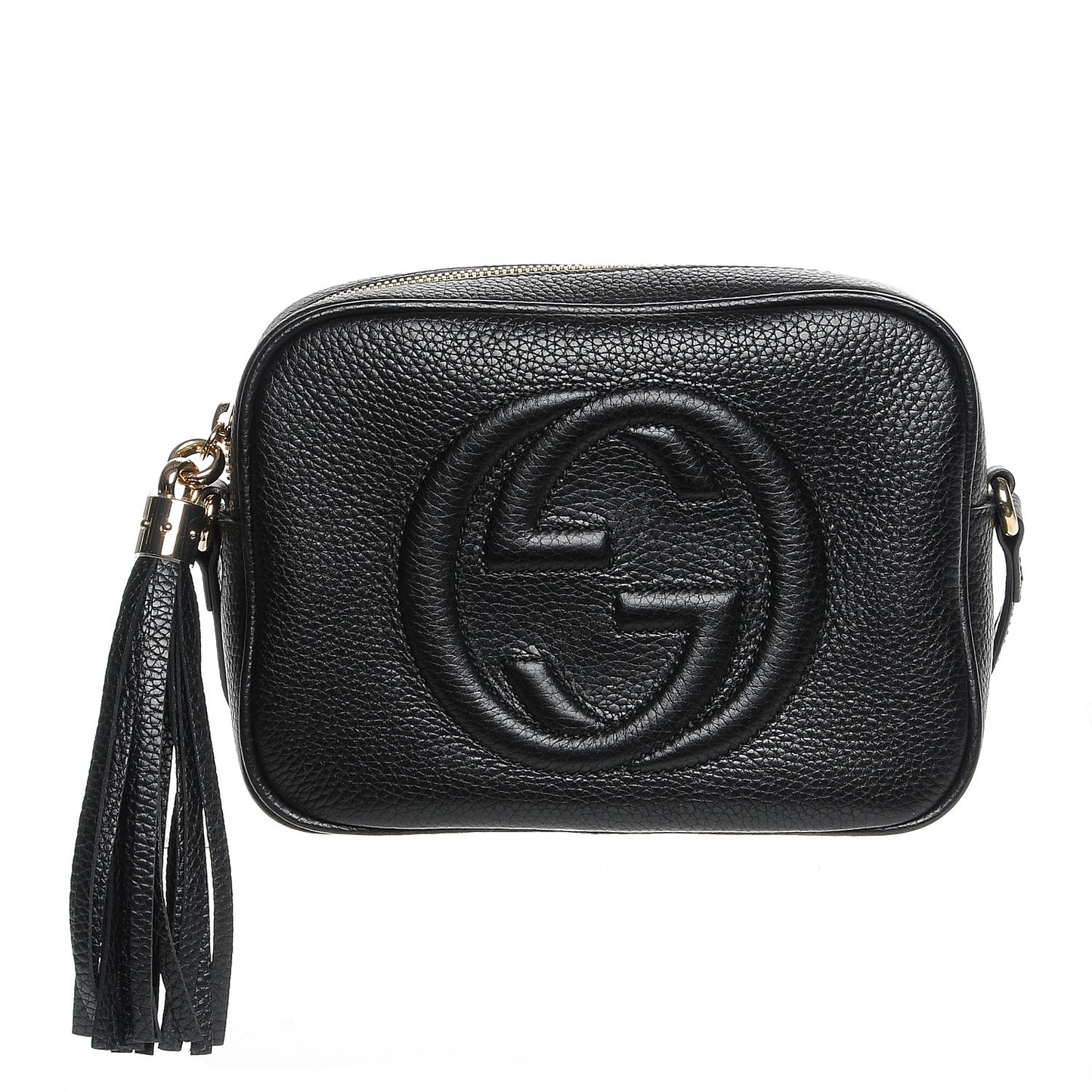 Pebbled Calfskin Small Soho Disco Bag Black