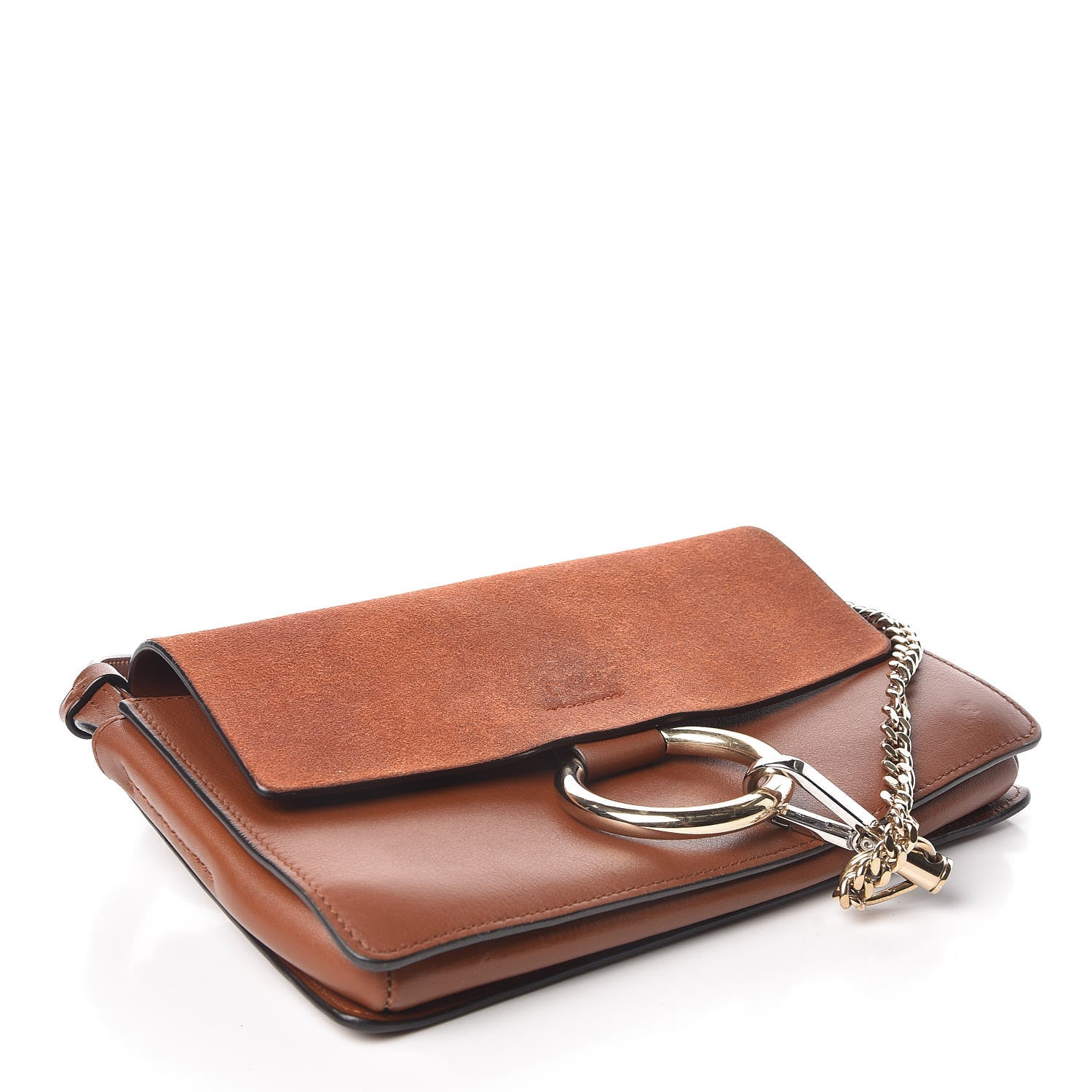 Chloe Suede Calfskin Small Faye Shoulder Bag Tobacco 4 of 17