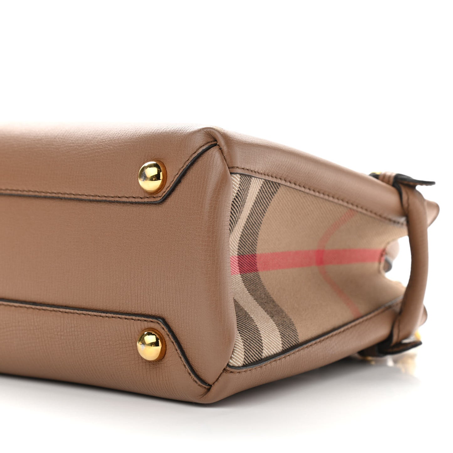 Grainy Calfskin House Check Small Banner Tote Tan