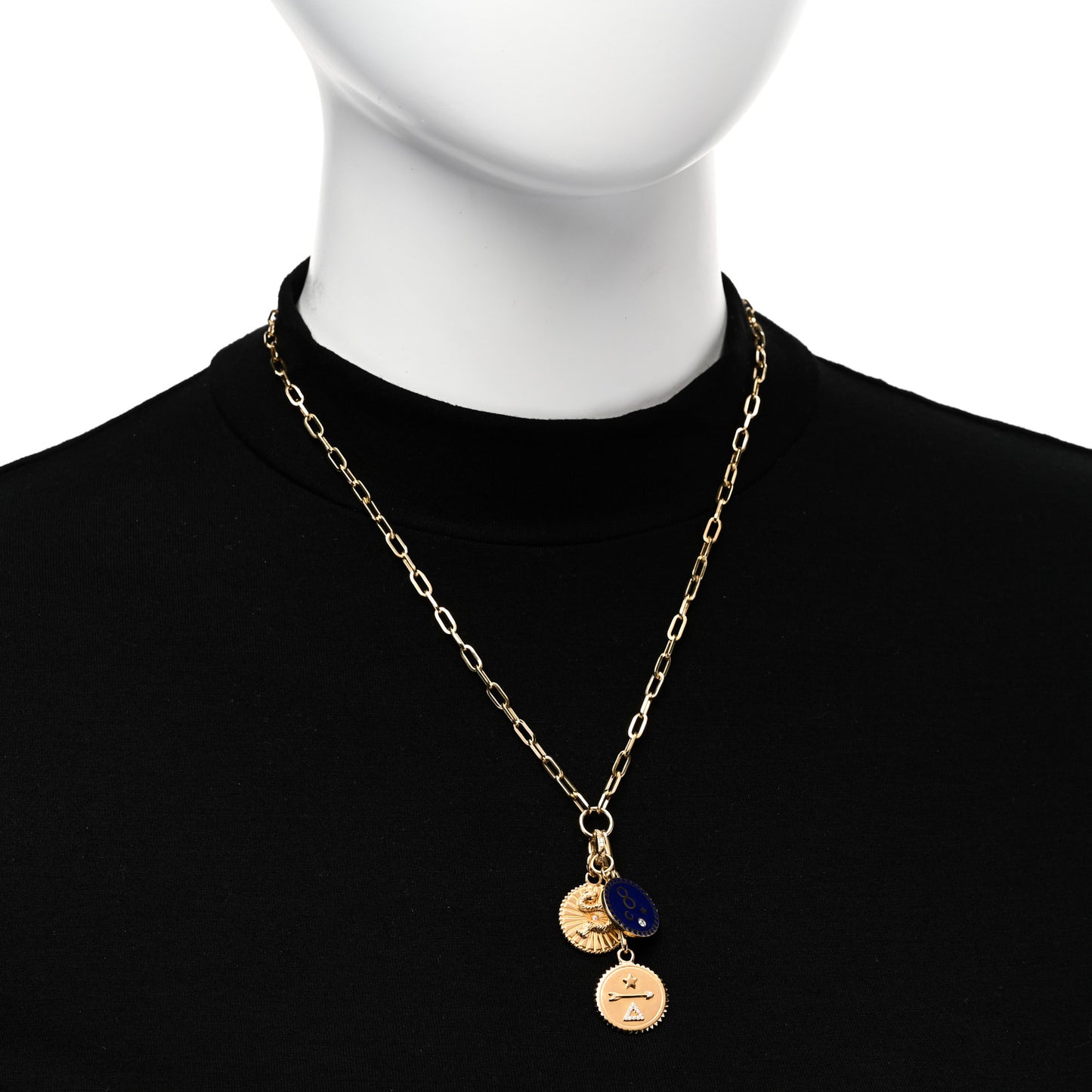18K Yellow White Gold Diamond Enamel Baby Karma Wholeness Dream Refined Clip Extension Chain Necklace