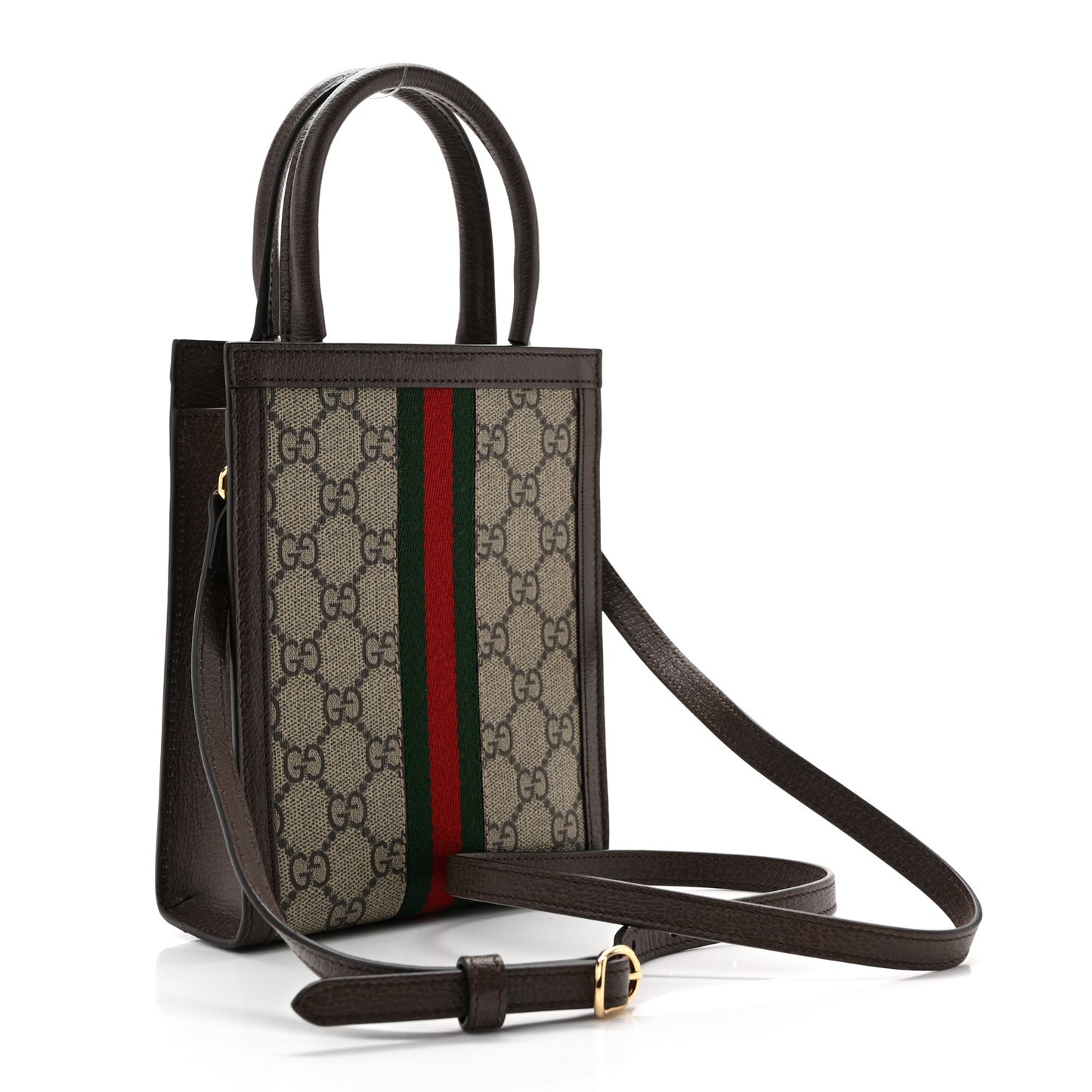 GG Supreme Monogram Textured Dollar Calfskin Web Super Mini Ophidia Mini Tote Bag Beige Ebony New Acero