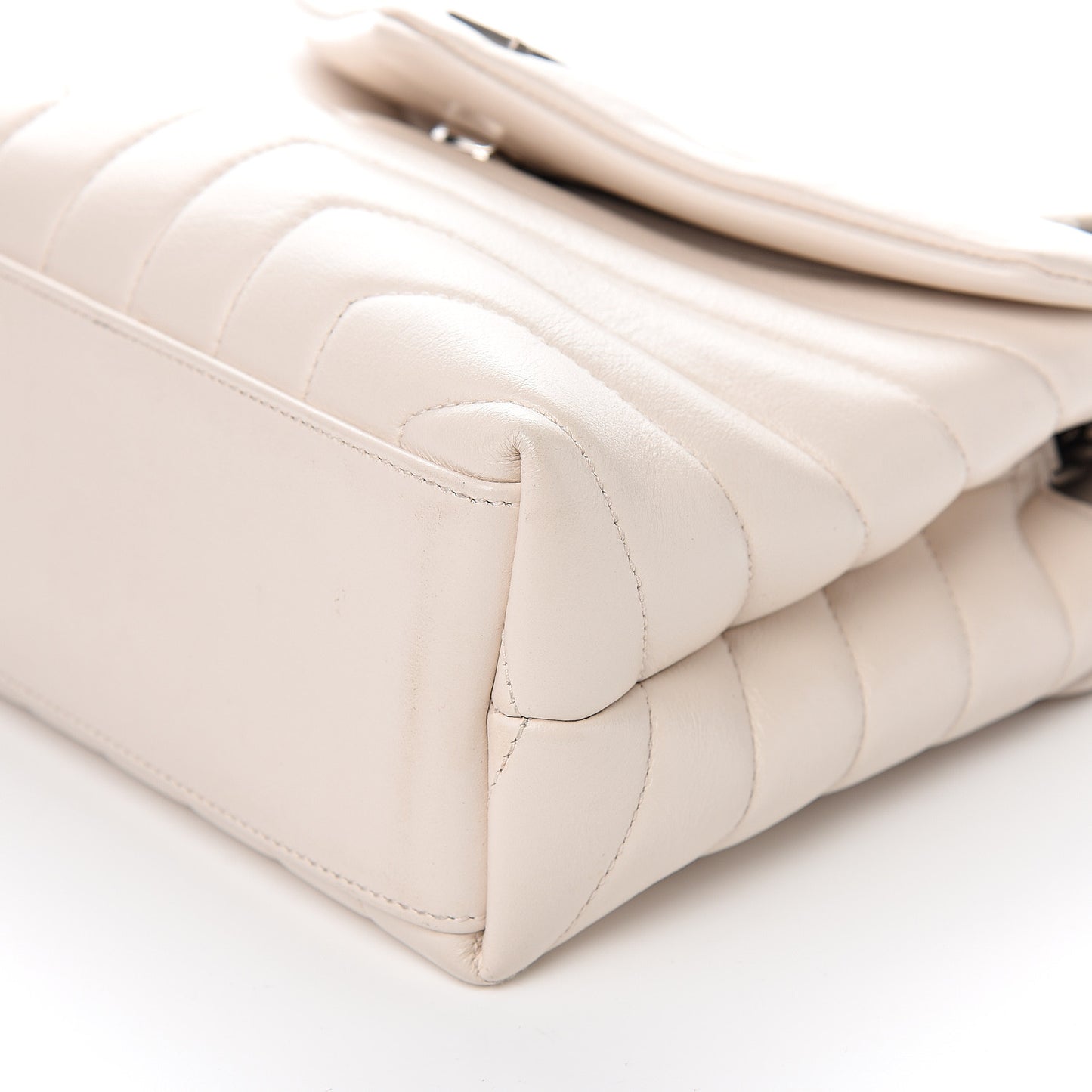 Calfskin Y Quilted Monogram Small Loulou Chain Satchel Ivory
