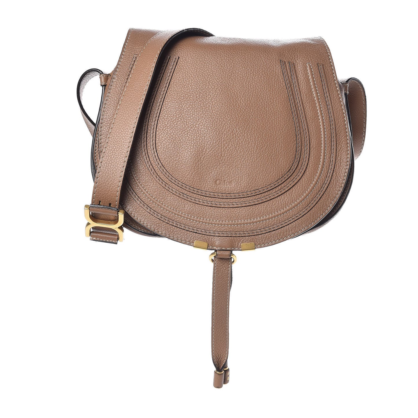 Calfskin Medium Marcie Round Crossbody Bag Nut