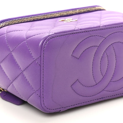 Chanel Lambskin Quilted Small Top Handle Vanity Case With Chain Purple 9 of 12