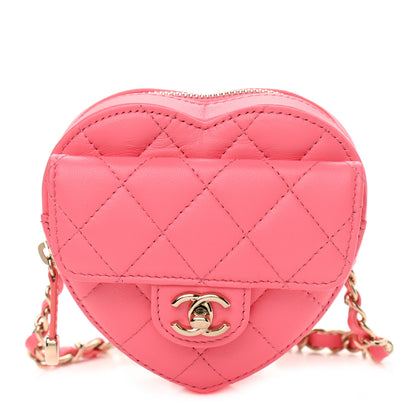 Chanel Lambskin Quilted CC In Love Heart Waist Belt Bag With Chain Pink 1 of 11