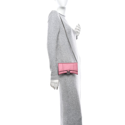 Balenciaga Sparkling Fabric XS Hourglass Wallet On Chain Sweet Pink 2 of 12