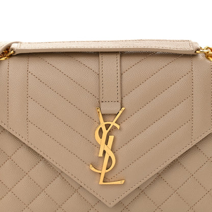 Saint Laurent Grain De Poudre Textured Mixed Matelasse Medium Triquilt Monogram Satchel Dark Latte 8 of 10