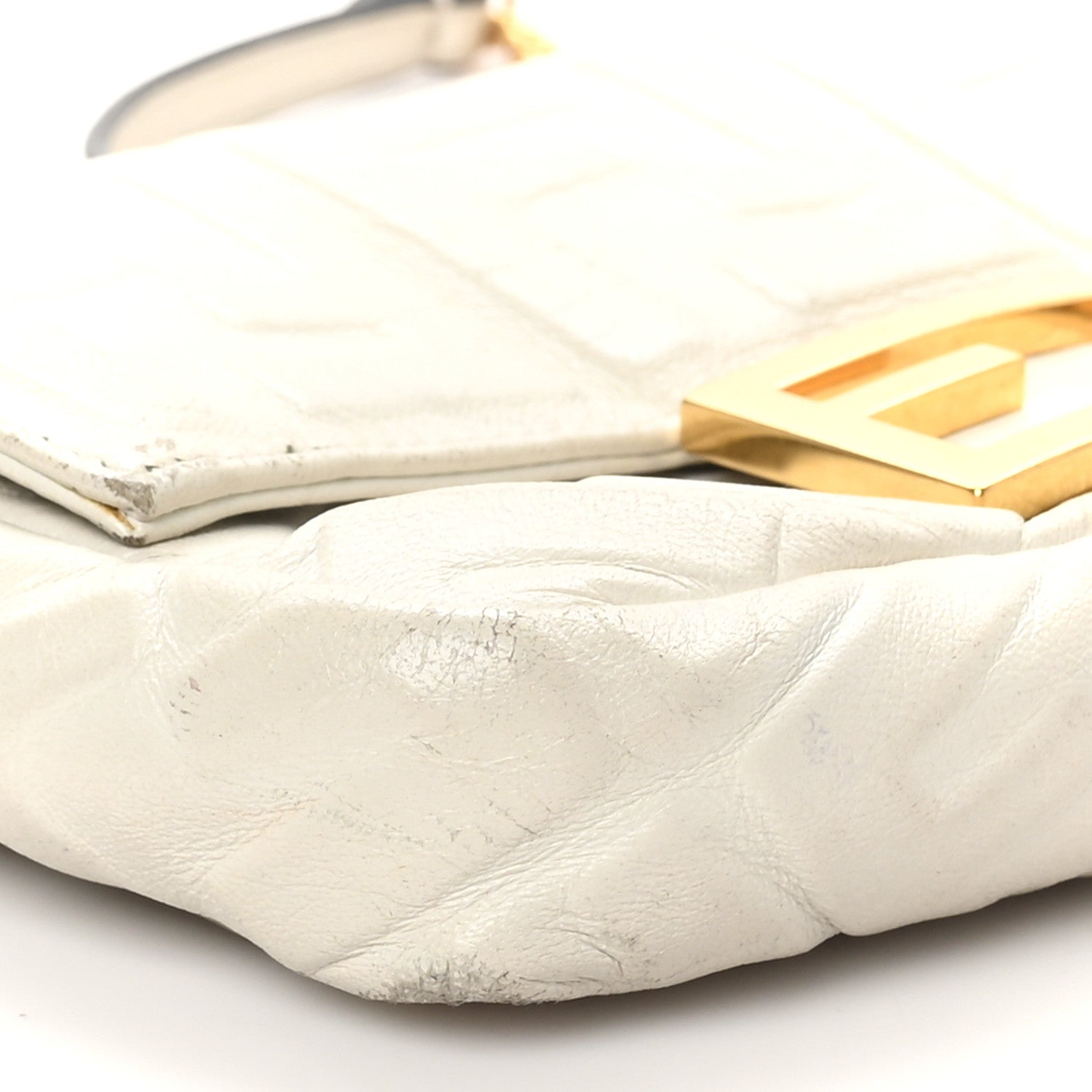 Fendi Nappa FF 1974 Embossed Mini Baguette White 9 of 12
