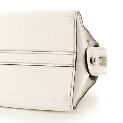 Prada Saffiano Cuir Calfskin Mini Monochrome Top Handle Tote White 9 of 20