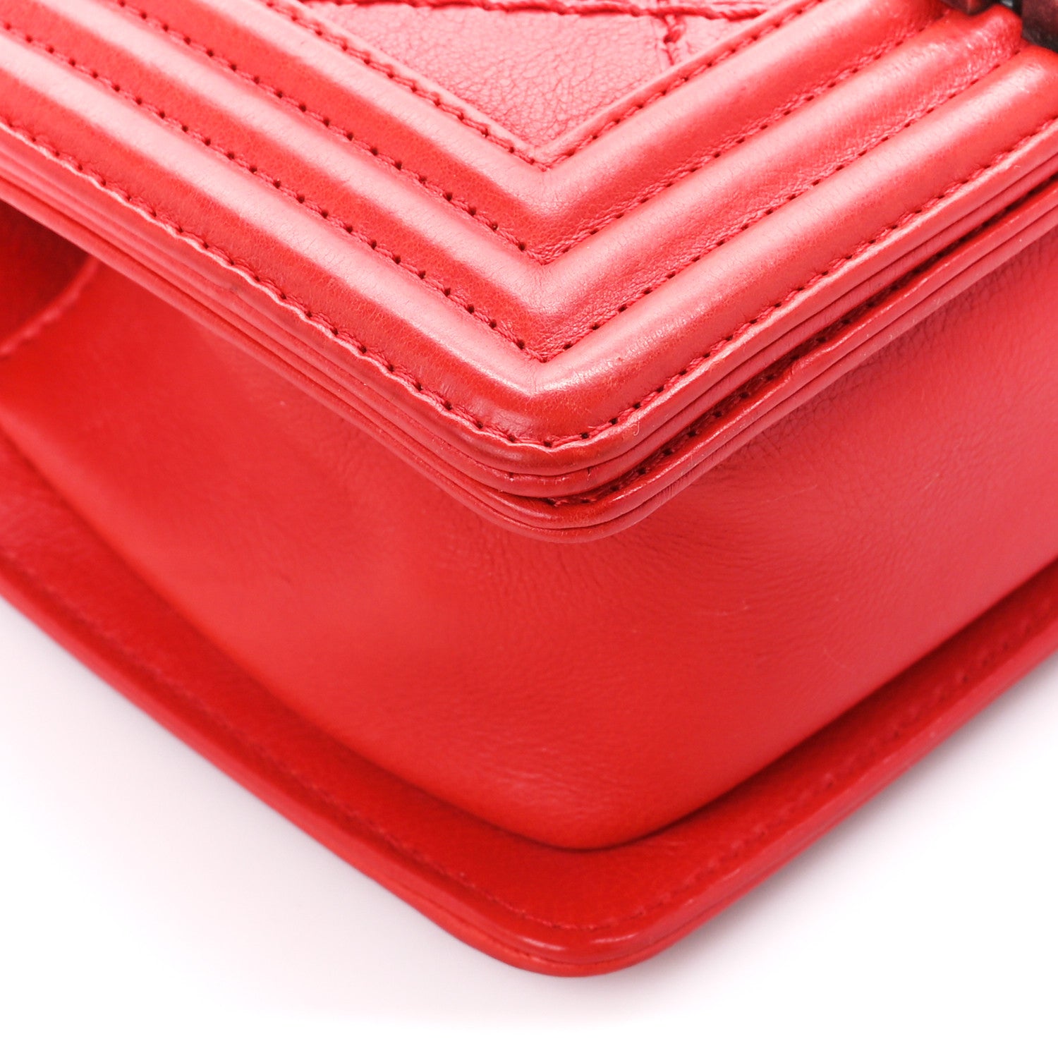 Chanel Calfskin Double Stitch Small Boy Flap Red 9 of 10