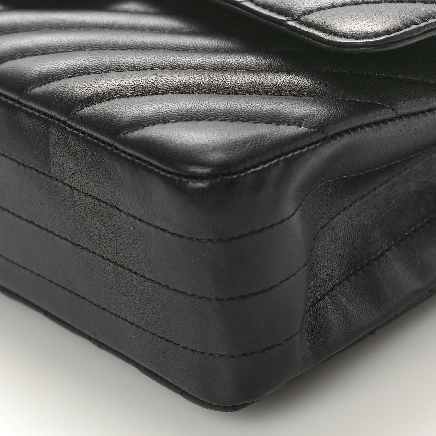 Chanel Lambskin Chevron Quilted Medium Double Flap Black 10 of 10