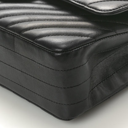 Chanel Lambskin Chevron Quilted Medium Double Flap Black 10 of 10