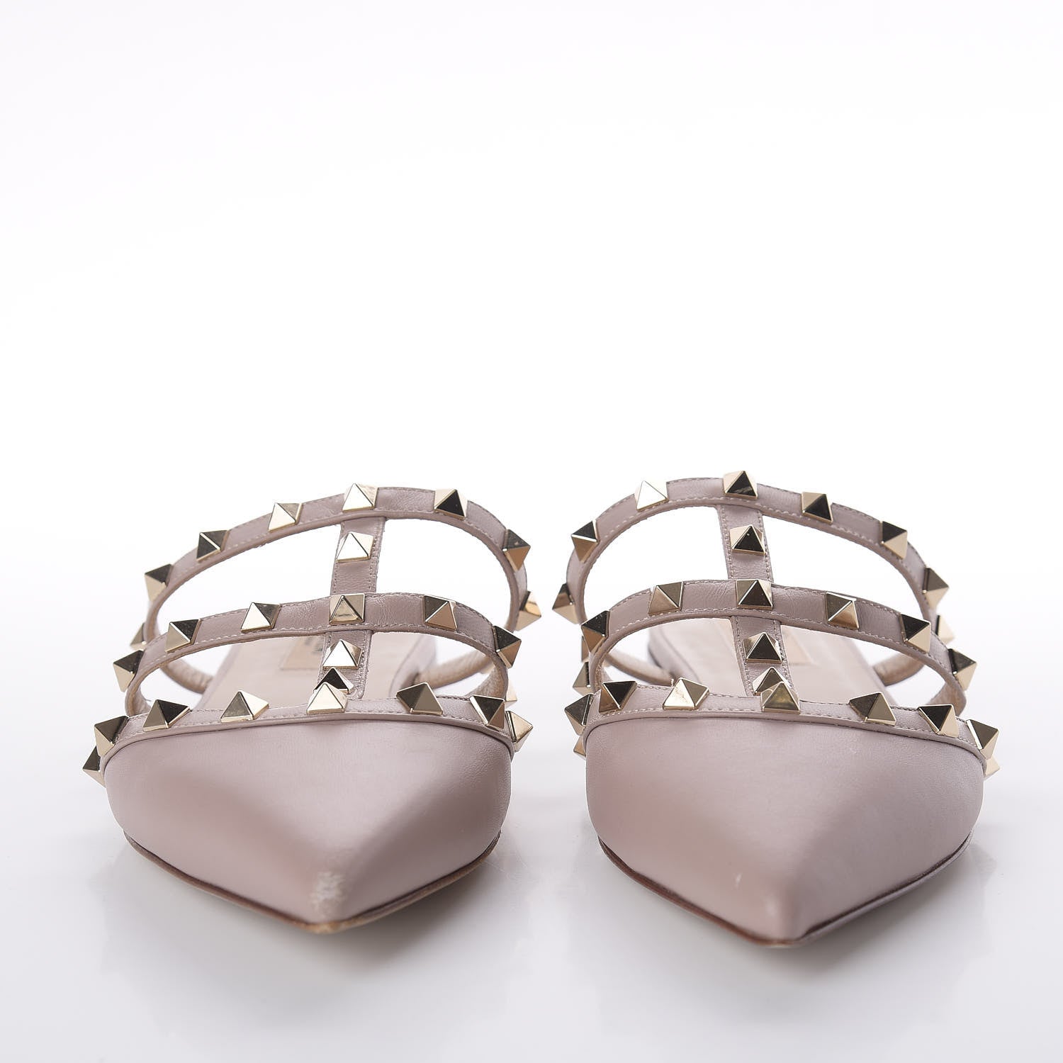 Valentino Garavani Nappa Rockstud Flat Cage Mules 36.5 Poudre 3 of 11