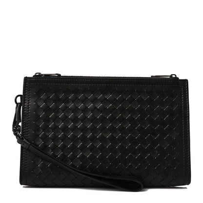 Bottega Veneta Nappa Intrecciato Wristlet Zip Wallet Black 1 of 7