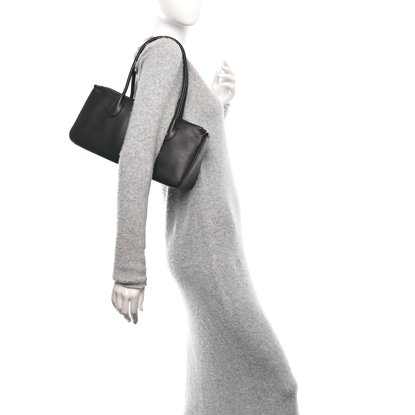 Polished Saddle Calfskin E/W Top Handle Bag Black