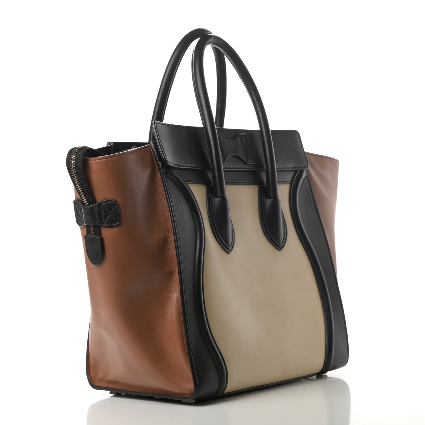 Satin Calfskin Suede Mini Tri-Color Luggage Seashell