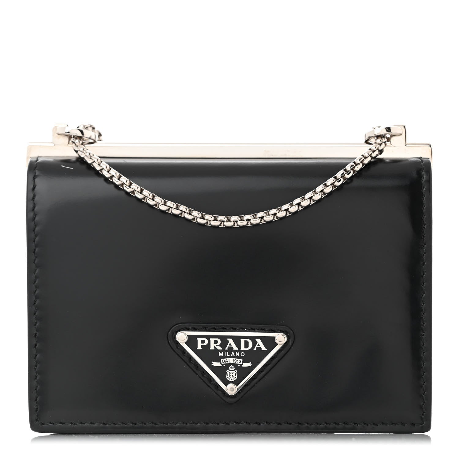 Prada Spazzolato Chain Card Holder Wallet Black 1 of 10