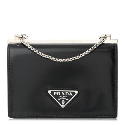 Prada Spazzolato Chain Card Holder Wallet Black 1 of 10