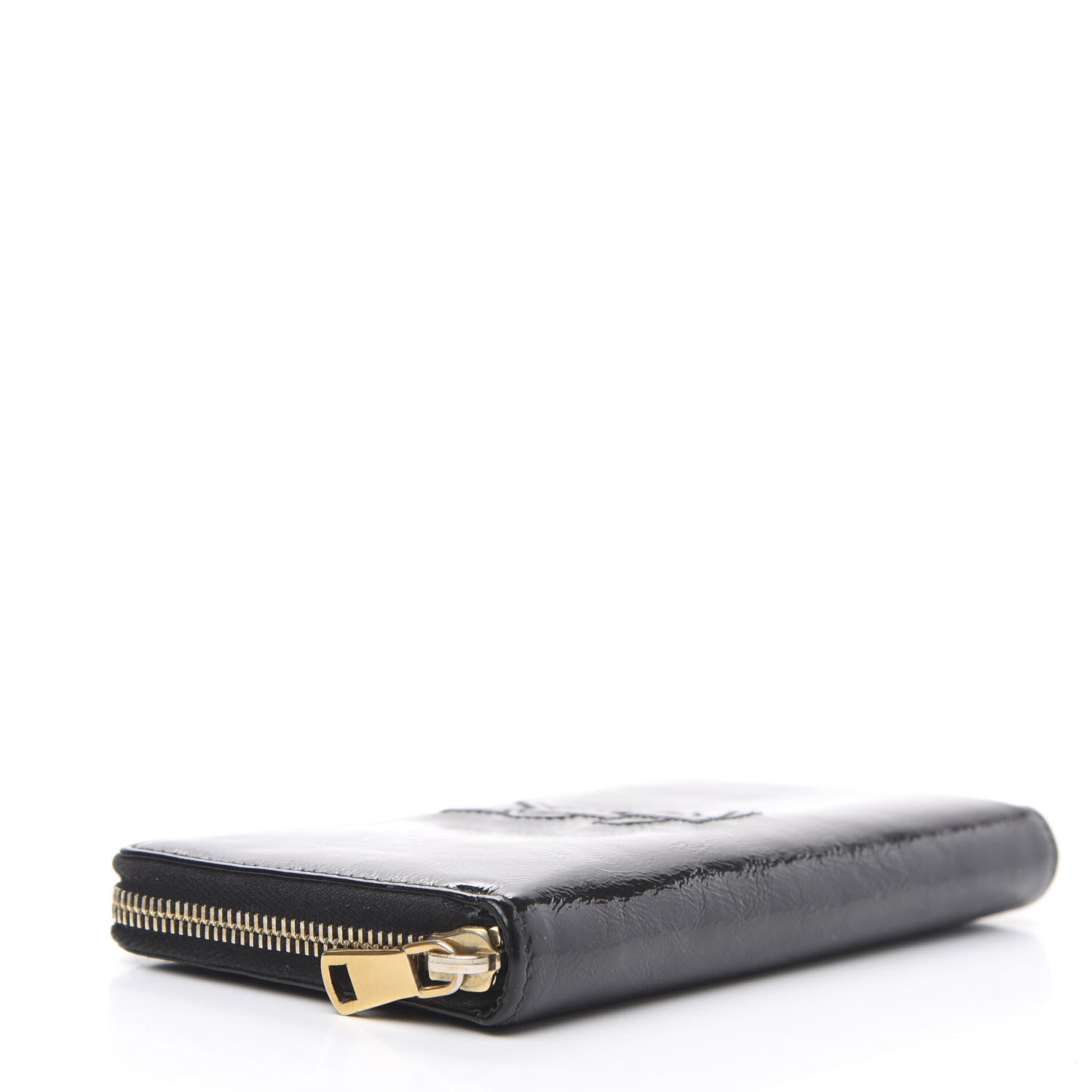 Saint Laurent Textured Patent Monogram Belle De Jour Zip Around Wallet Black 3 of 7