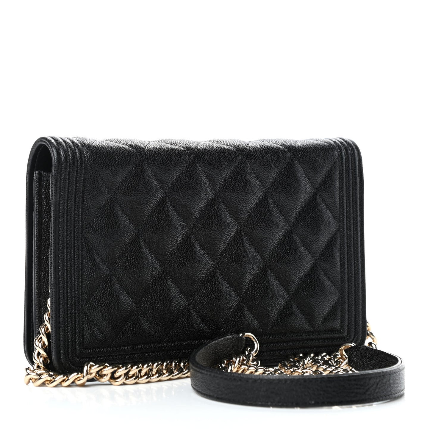 Caviar Quilted Boy Wallet On Chain WOC Black