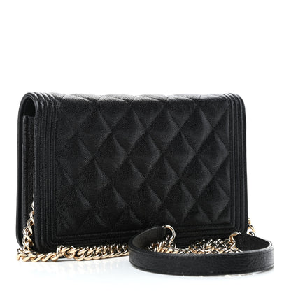 Chanel Caviar Quilted Boy Wallet On Chain WOC Black 2 of 4