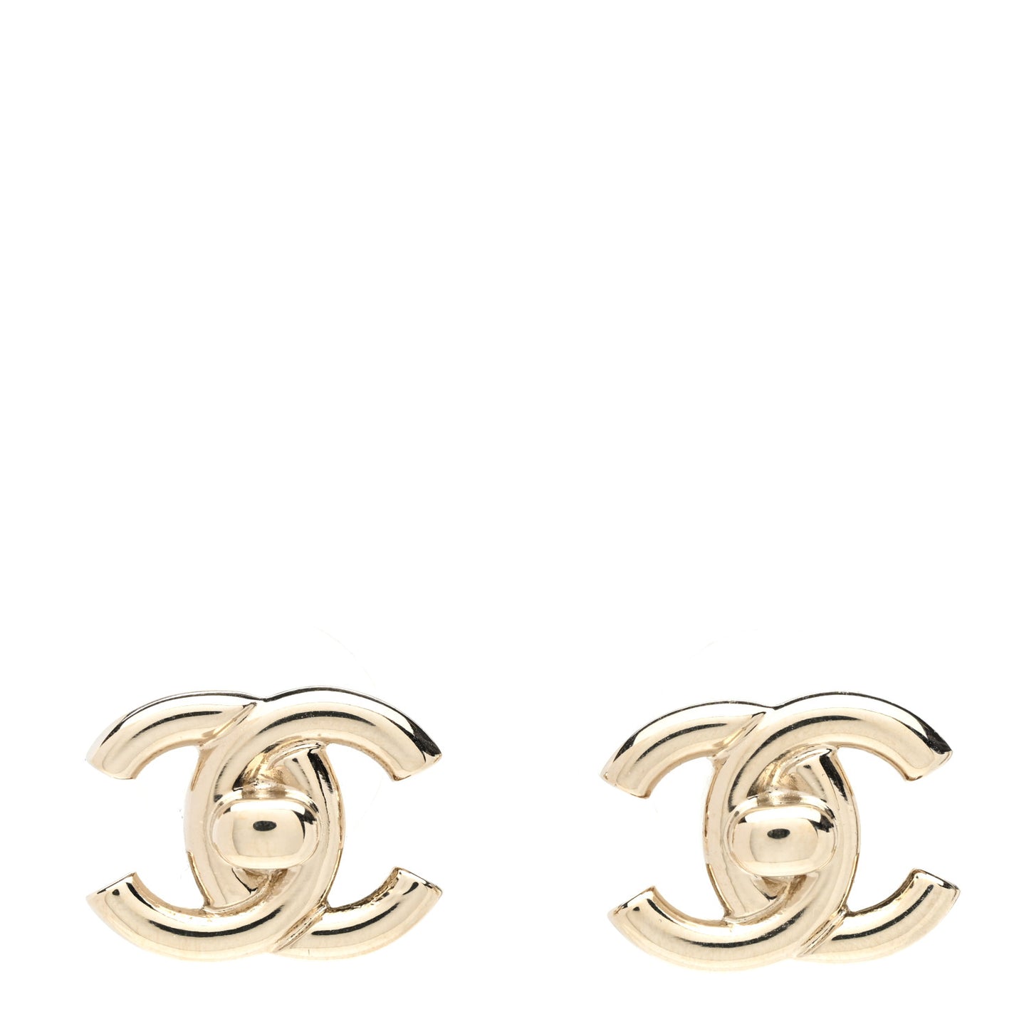 Metal CC Turnlock Earrings Gold