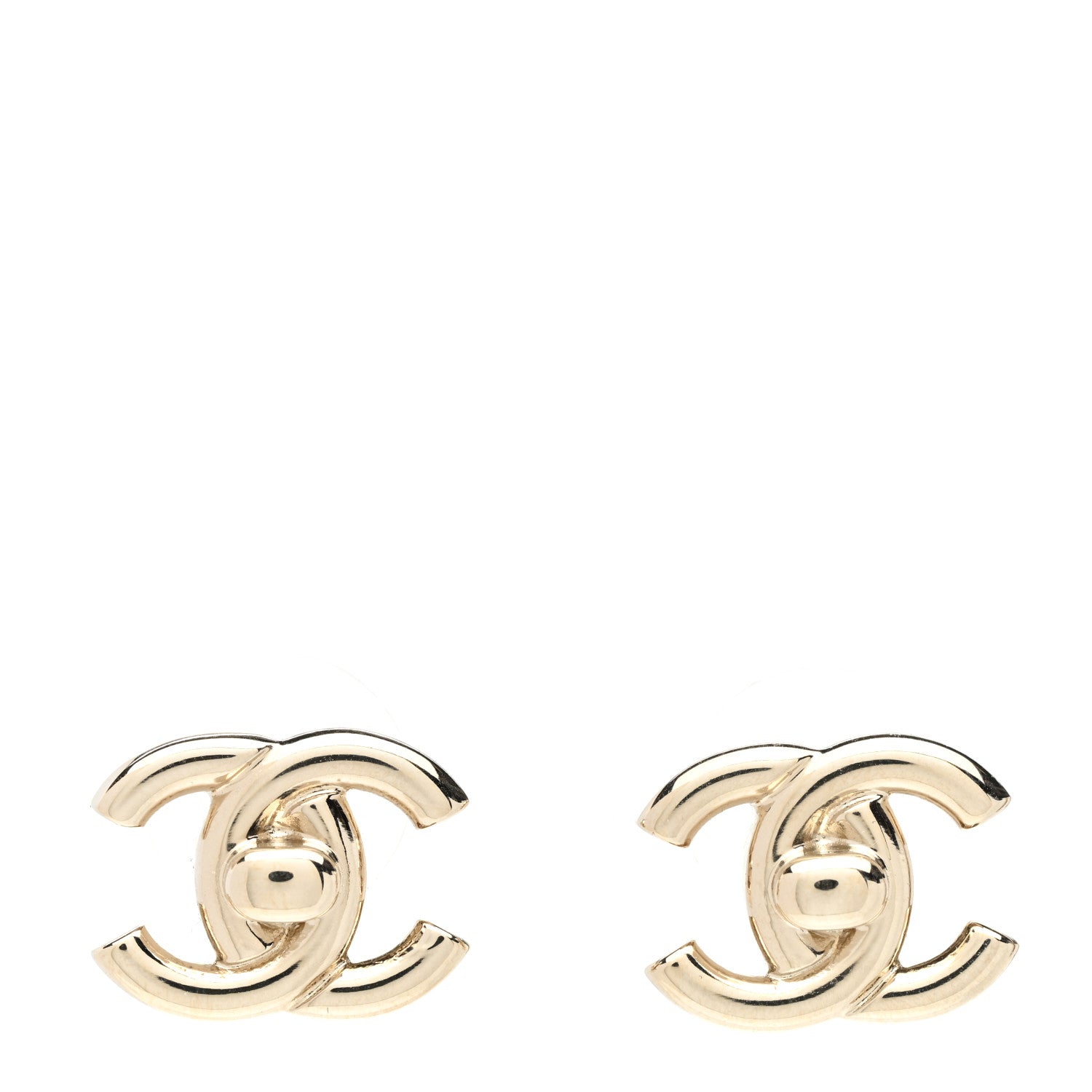 Chanel Metal CC Turnlock Earrings Gold 1 of 5