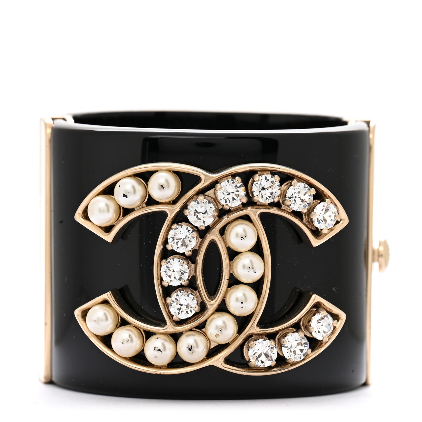 Resin Crystal Pearl CC Cuff Black