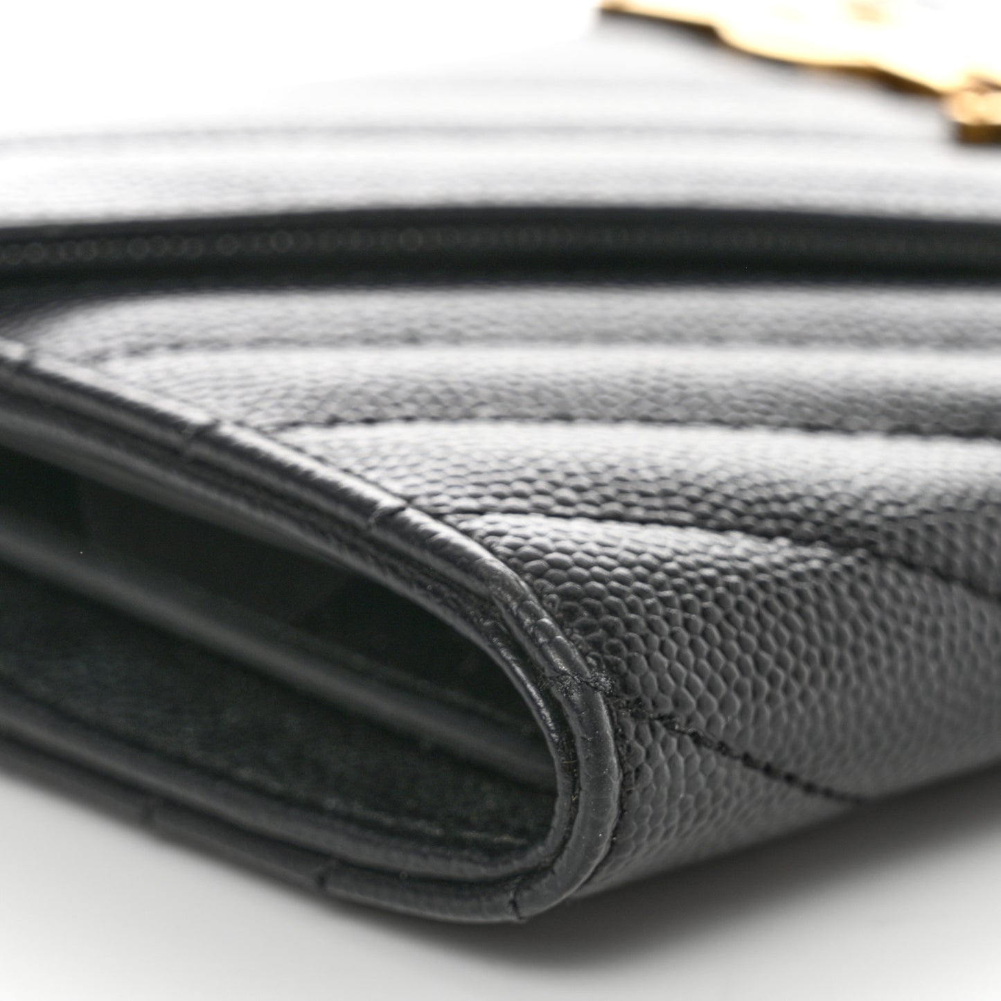 Grain De Poudre Matelasse Chevron Monogram Flap Wallet Black