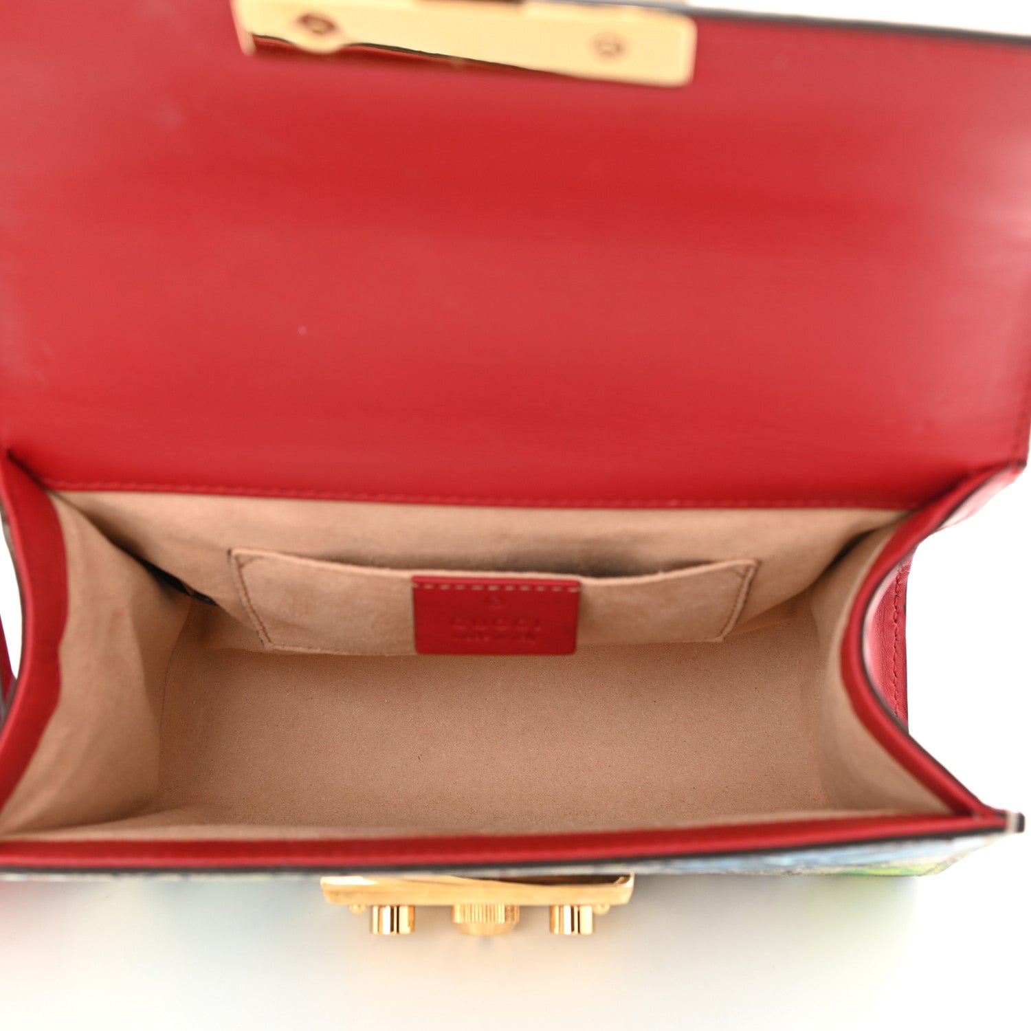 Gucci GG Supreme Monogram Blooms Small Padlock Shoulder Bag Beige Blue Navy Hibiscus Red 5 of 9