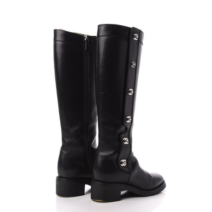 Chanel Calfskin CC Turnlock High Boots 37 Black 4 of 9