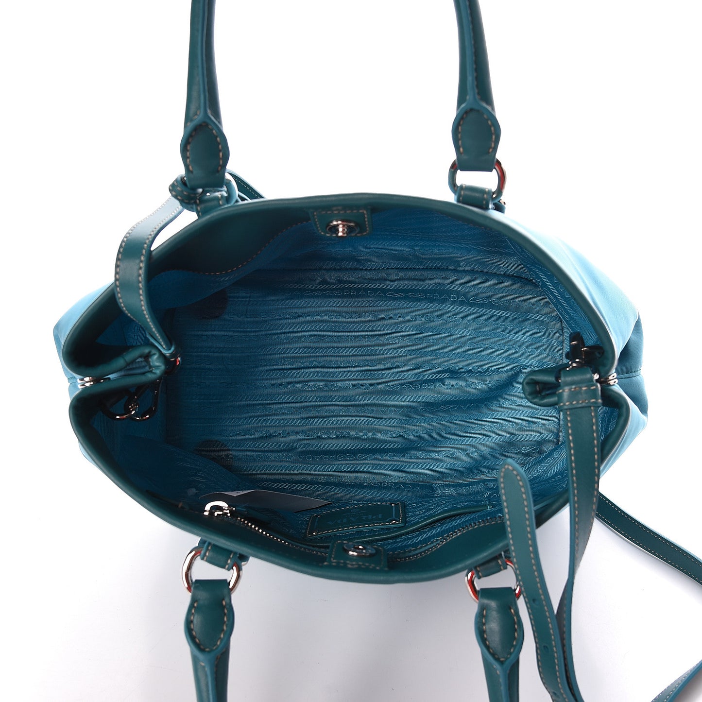 Tessuto Nylon Soft Calf Tote Turchese