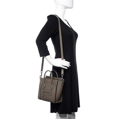 Celine Drummed Calfskin Nano Luggage Souris 2 of 9
